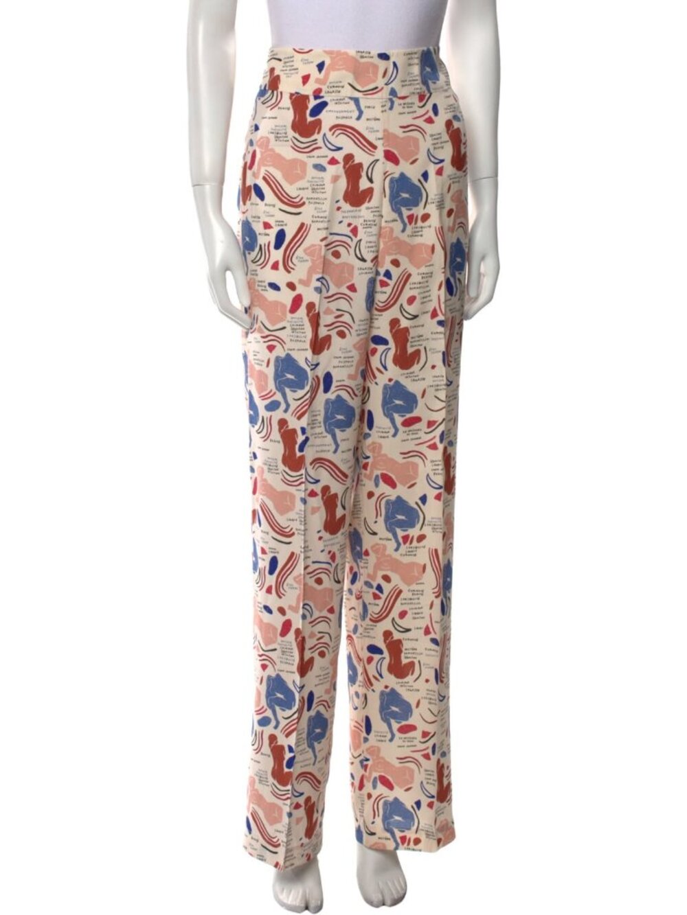 Sezane 100% Silk Trousers - Beautiful Femme / French Feminist Print